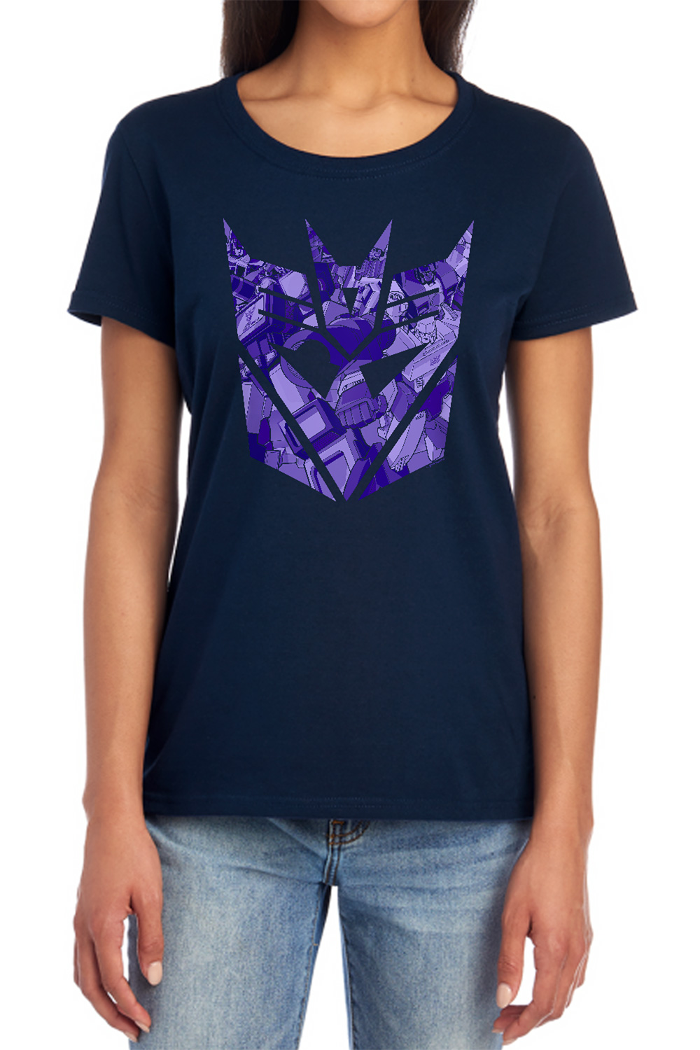Transformers Tonal Decepticon Women's T Shirt, Navy, 2X-Large