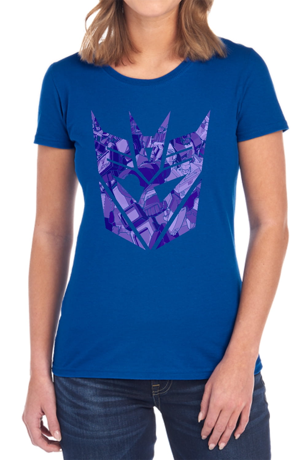 Transformers Tonal Decepticon Women's T Shirt, Royal, 2X-Large