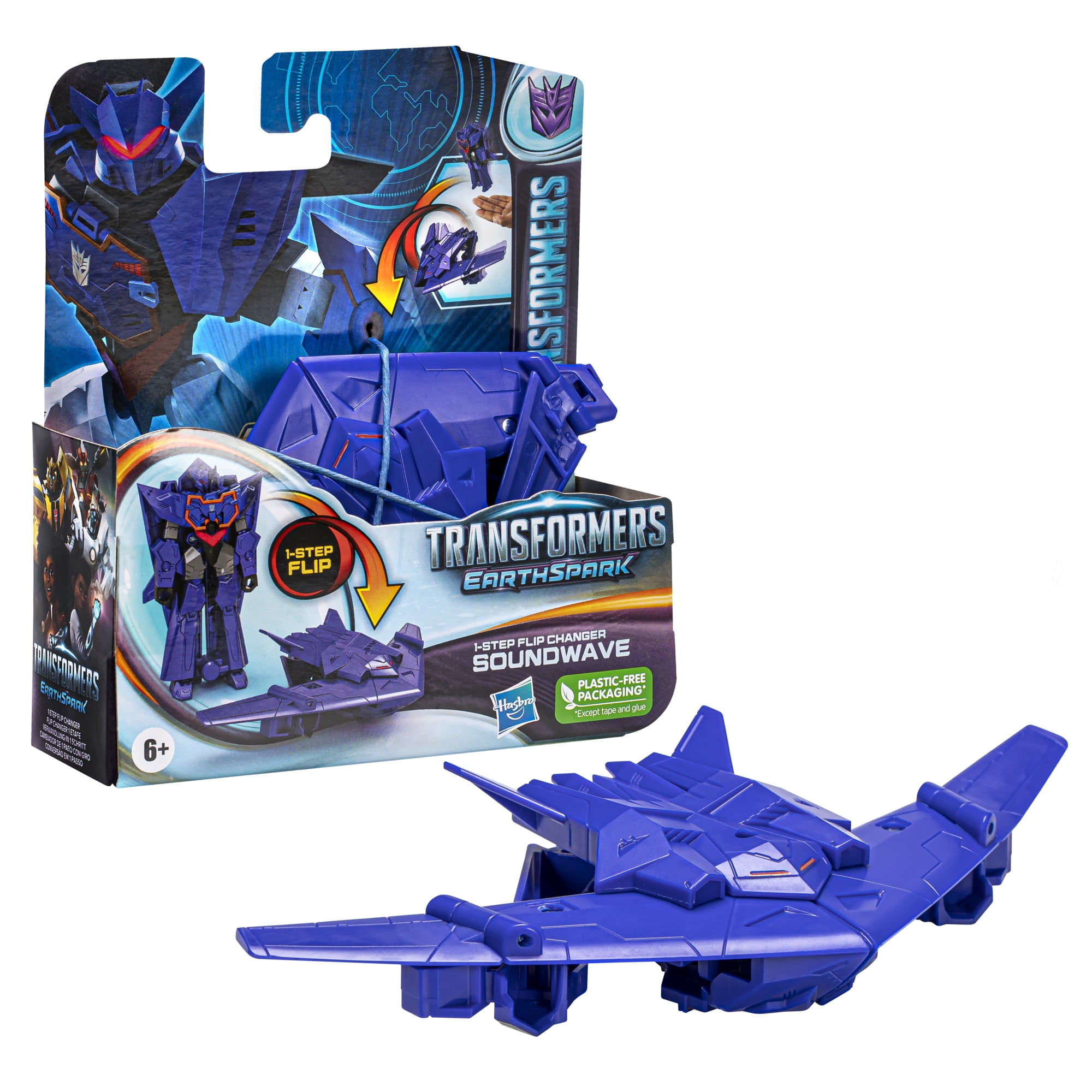 Transformers Toys EarthSpark 1-Step Flip Changer Soundwave Action Figure