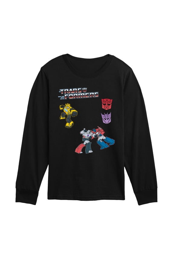 - Transformer Icons - Youth Boys Long Sleeve Graphic T-Shirt