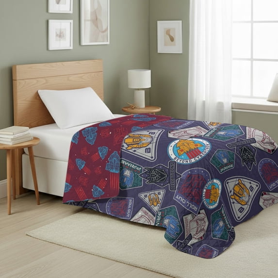 Transformers Transformer Patches Quilted Throw Blanket 60x80 inches, Kids Character Bedding