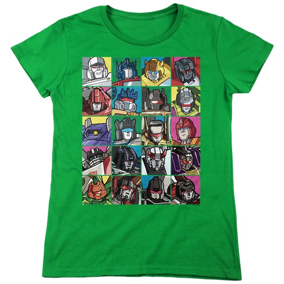 Transformers Transformer Squares Women's T Shirt, Kelly Green, Medium