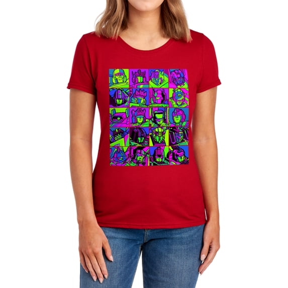 Transformers Transformer Squares Women's T Shirt, Red, X-Large