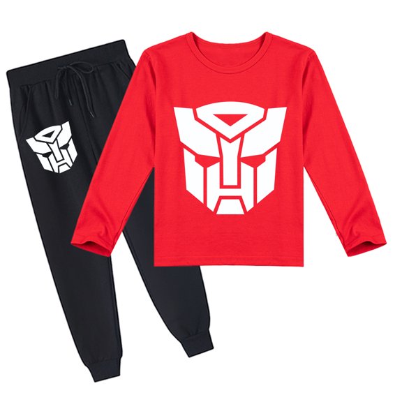 Transformers Unisex Children's Long Sleeve T-shirt Outfit with Pants, Breathable, Spring Autumn