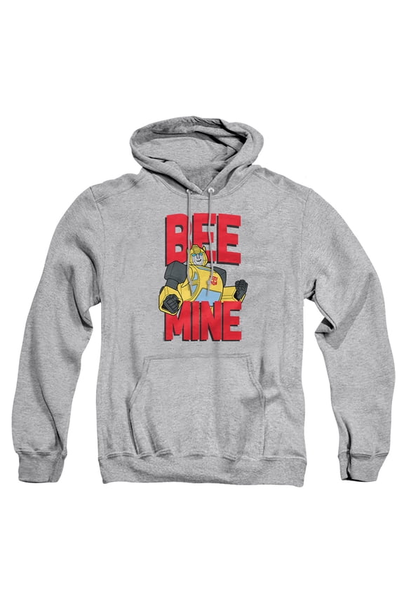 Valentine's Day Bumblebee Bee Mine Adult Pull-Over Hoodie, Athletic Heather, Large