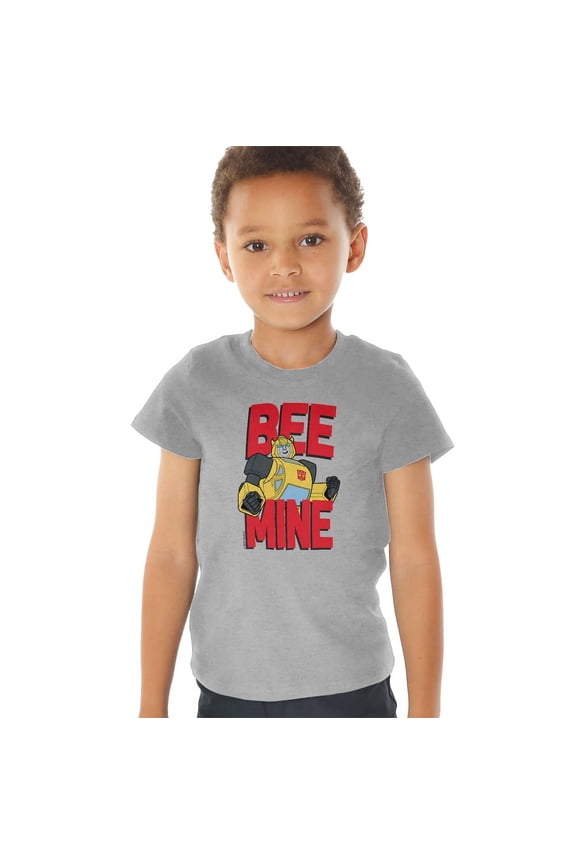 Valentine's Day Bumblebee Bee Mine Kids T Shirt (3) for Toddler Boys and Girls, Athletic Heather
