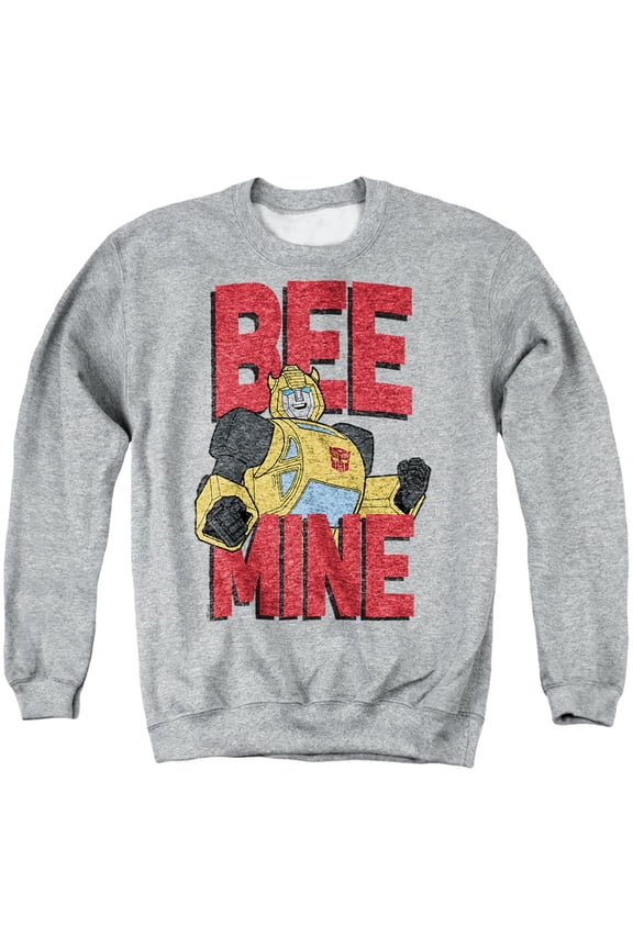 Valentine's Day Bumblebee Bee Mine Unisex Adult Crewneck Sweatshirt, Athletic Heather, Medium