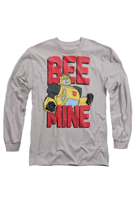 Valentine's Day Bumblebee Bee Mine Unisex Adult Long-Sleeve T Shirt, Athletic Heather, Medium