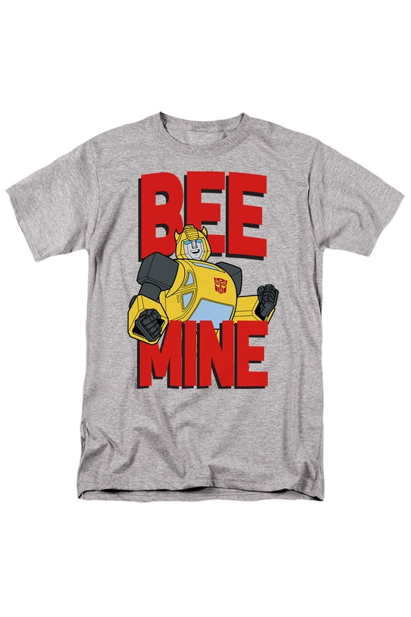 Valentine's Day Bumblebee Bee Mine Unisex Adult T Shirt, Athletic Heather, Small