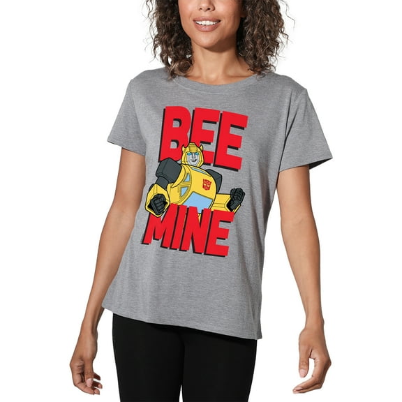 Transformers Valentine's Day Bumblebee Bee Mine Women's Loose T-Shirt, Athletic Heather, Medium