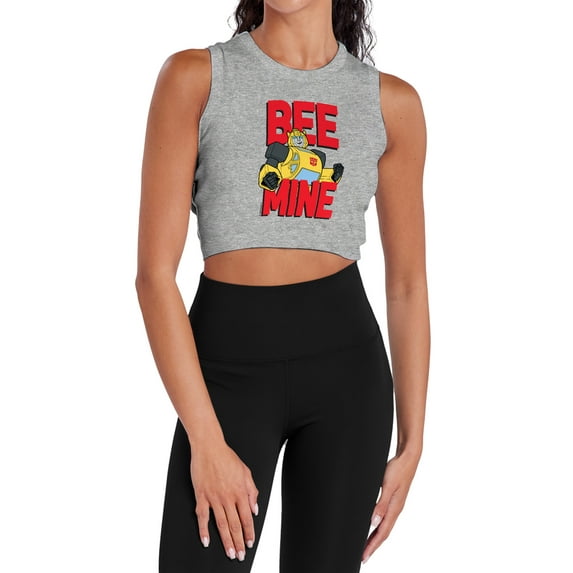 Transformers Valentine's Day Bumblebee Bee Mine Women's Sleeveless Crop Top Tank, Athletic Heather, X-Small