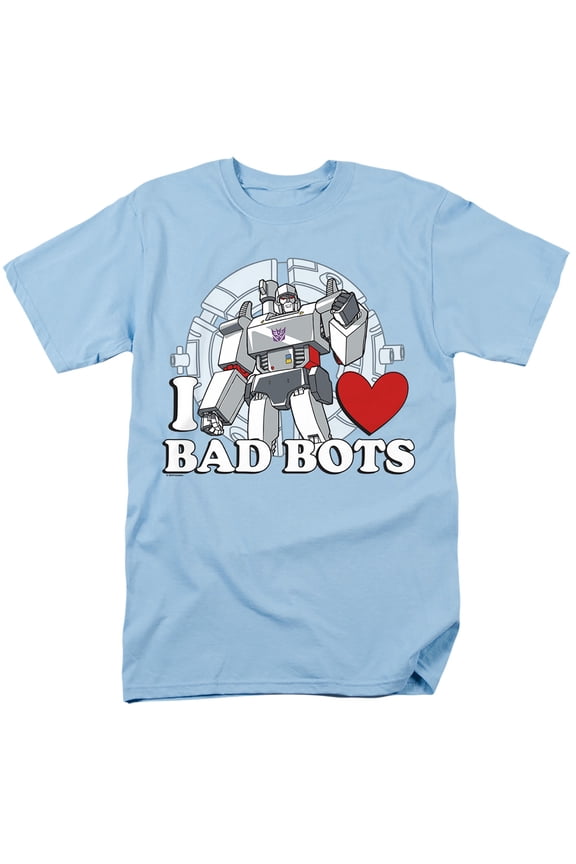 Valentine's Day I Love Bots Unisex Adult T Shirt, Light Blue, X-Large