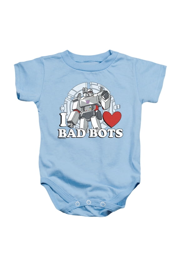 Valentine's Day I Love Bots Unisex Infant Snap Suit for Baby, Light Blue, Large