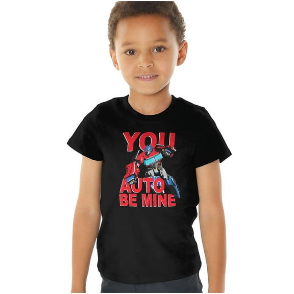 Transformers Valentine's Day You Auto Be Mine Kids T Shirt (4) for Toddler Boys and Girls, Black