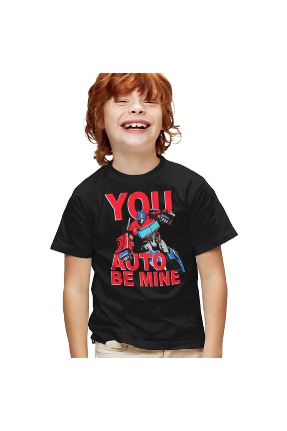 Valentine's Day You Auto Be Mine Kids T Shirt for Youth Boys and Girls, Black, Small