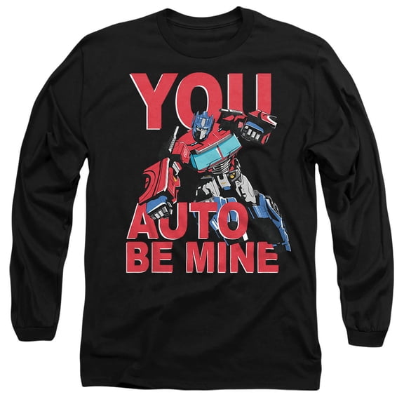 Transformers Valentine's Day You Auto Be Mine Unisex Adult Long-Sleeve T Shirt, Black, Medium