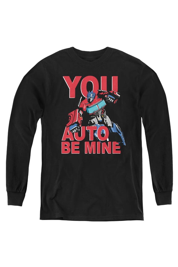 Valentine's Day You Auto Be Mine Youth Long Sleeve T Shirt, Black, Large