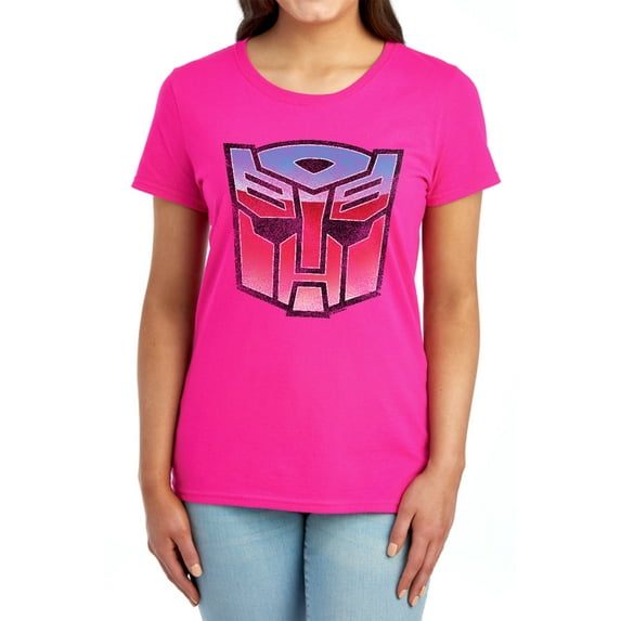 Transformers Vintage Autobot Logo Women's T Shirt, Hot Pink, Medium