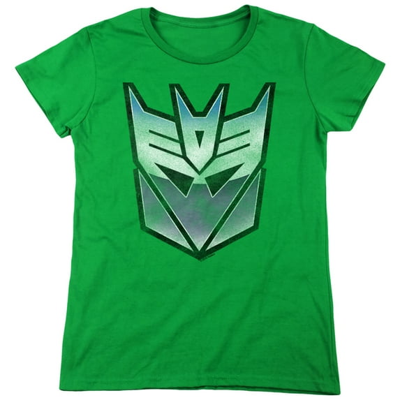 Transformers Vintage Decepticon Logo Women's T Shirt, Kelly Green, Small