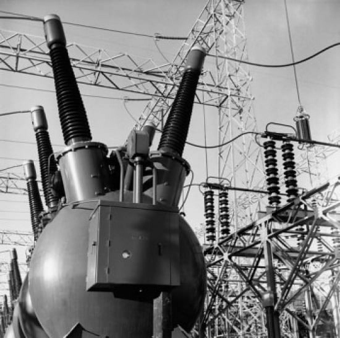 Transformers and power cables at a power station Canvas Art - (18 x 24)