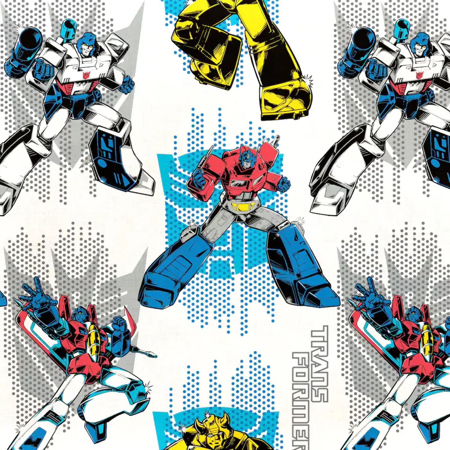 Transformers on Head White Cotton Fabric - Walmart.com