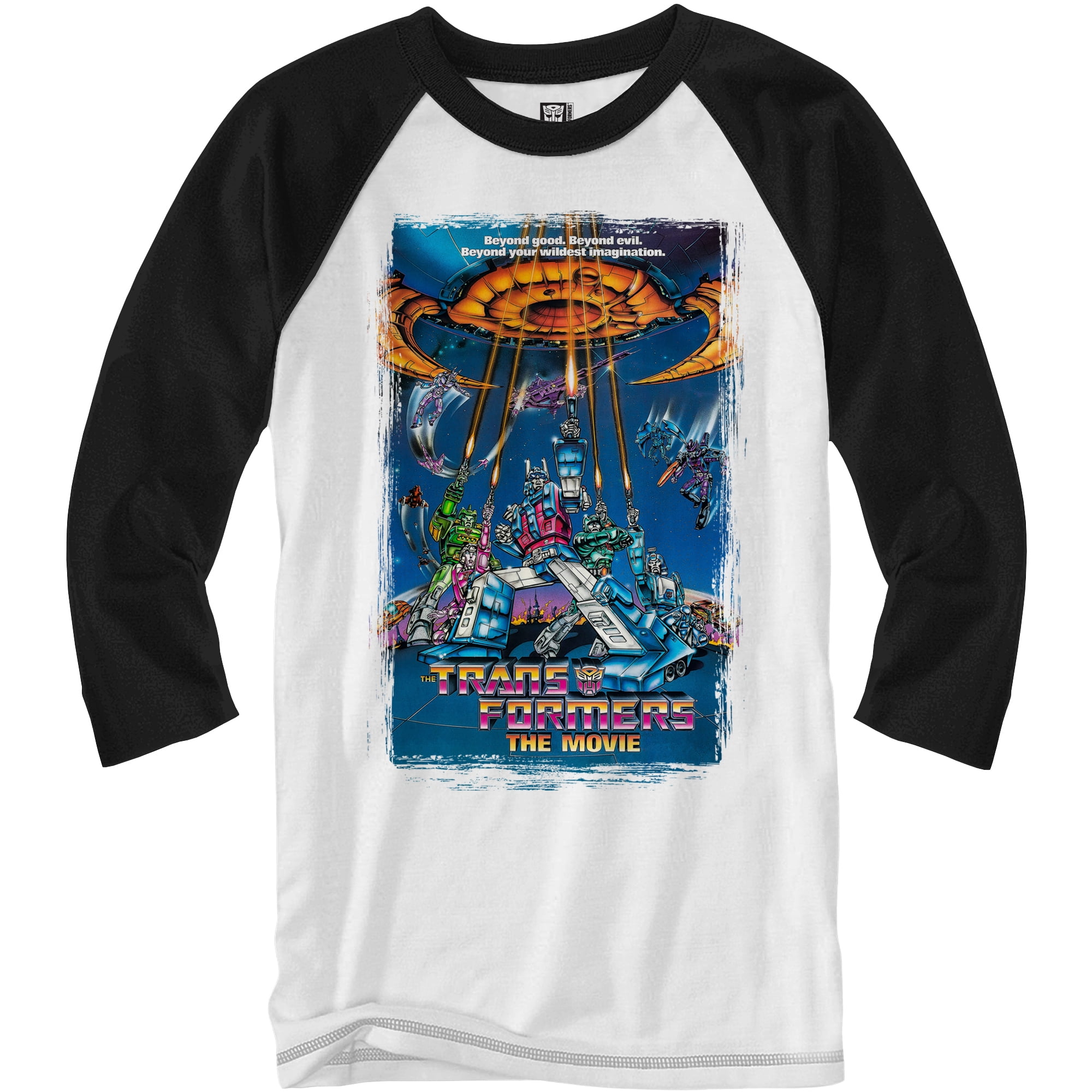 Transformers the Movie 80's Poster Raglan Style Long Sleeve Adult Graphic T-Shirt, 2XL