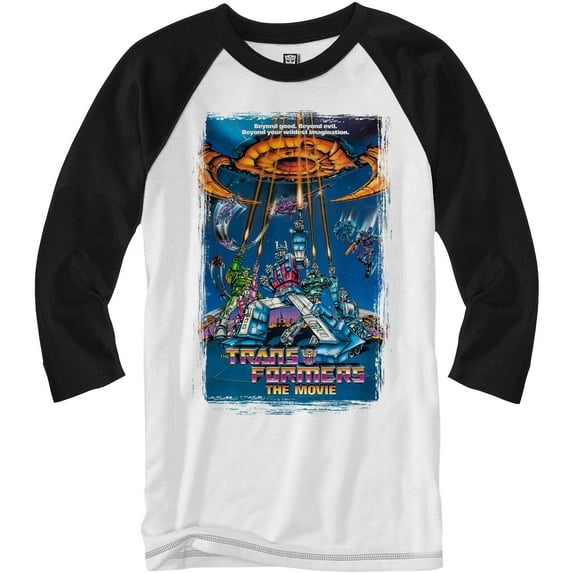 Transformers the Movie 80's Poster Raglan Style Long Sleeve Adult Graphic T-Shirt