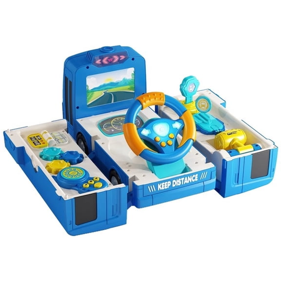 Transforming Bus Toy Steering Wheel Toy Imitation Driving Toy Educational Sounding Toy Simulated Driving Toy