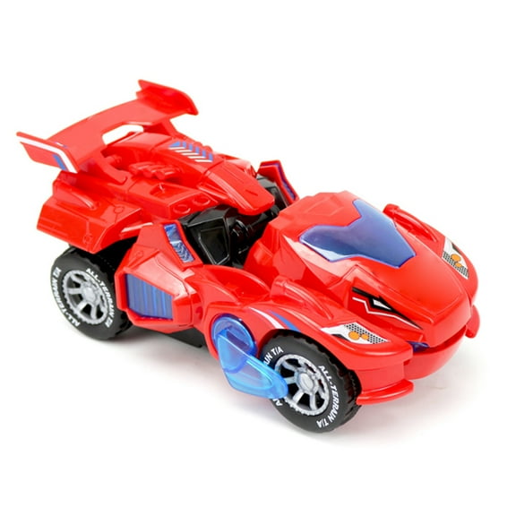 Transforming Dinosaur Car Electric Toy With Wheel Automatic Transformation Robot Vehicle with Lights Sounds Xmas Birthday Gift for Kidsred