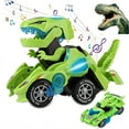 thumbnail image 1 of Toy Cars for Boys 3-6 Year Old Girls with LED Light and Music, Automatic Transforming Dinosaur Car Toys Birthday Gifts for Kids Toddlers, Green, 1 of 7