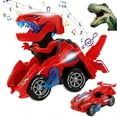 thumbnail image 1 of Toy Cars for Boys 3-6 Year Old Girls with LED Light and Music, Automatic Transforming Dinosaur Car Toys Birthday Gifts for Kids Toddlers, Red, 1 of 7