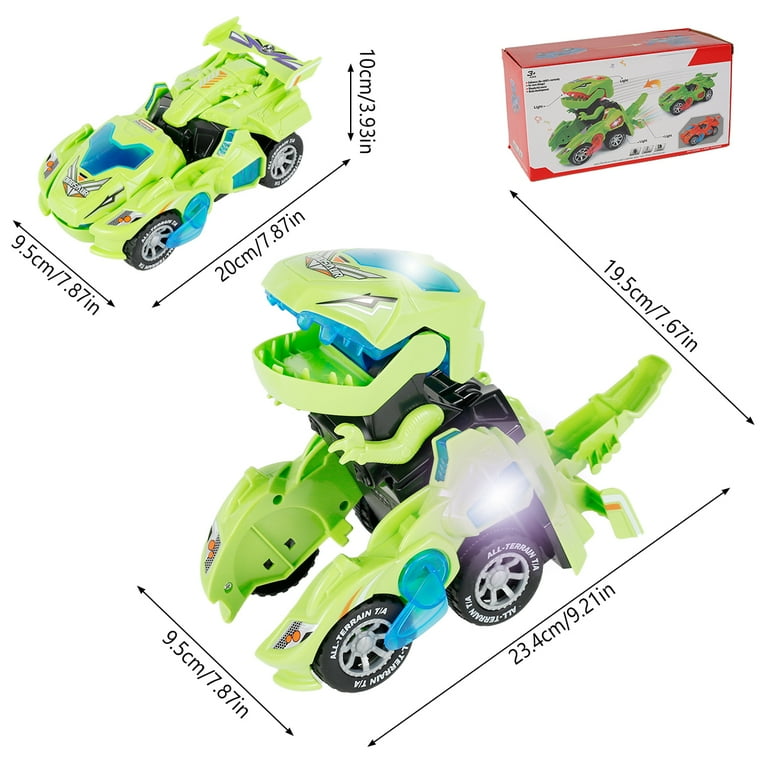 Transforming Dinosaur Toys Automatic Transforming Dinosaur Car Toys with LED Light and Music Battery Operated Parent children Interactive Electric