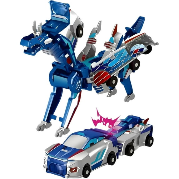 Transforming Dinosaur Toys,Transformation Car Toy with Collision Transforming Car for Girls Ages 4-6, Party Gift for Birthday Blue