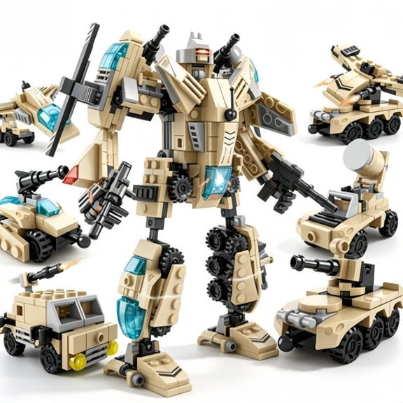 Transforming Military Mecha Building Kit 17 in 1 Robot Construction Bricks 335Pcs Vehicle Building Blocks Set Model Building Toy