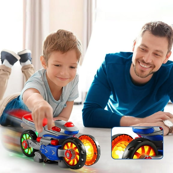 Transforming Motorcycle Toy, Exciting Musical Light Up Transforming Motorcycle Toy, Stunt Rotating Deformation Motorcycle Toy, Interactive Kids Car Toy For Boys Girls Action Racing Fun Play Gift