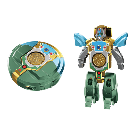 Transforming Robot Toy with Gyro Spin Function, Press and Pop Change Figure, Portable Stress Relief Gadget and Unique Gift,Green