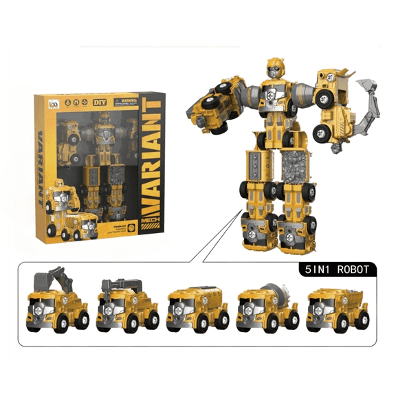Transforming Robot Toys for Boys Military Team Deformation Action Figure 5 in 1 Educational STEM Toys for Toddler Christmas Birthday Gifts