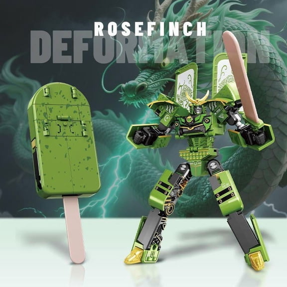 Transforming  Robots Toy, 2-in-1 Ice Cream Samurai Action Figure, Creative Food Transformation Mecha Model
