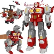 Miebely Deformation Toys - Magnetic Assembling Dinosaur Robot Toys for Kids All-in-One Design Transforming Animals,Including Battle,Cars, Airplane Models