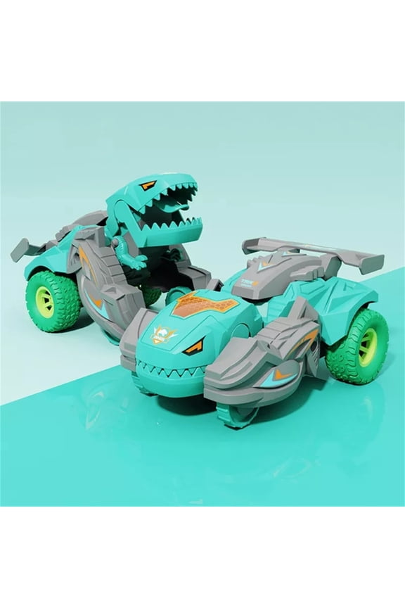Transforming Toys, Push and Go Flip Stunt Car, 2 in 1 Transforming Dinosaur Car, Dinosaur Transform Car Toy Automatic Dinosaur Dino Transformer Toy Car for Kids,Toddlers Ages 3-12, Green