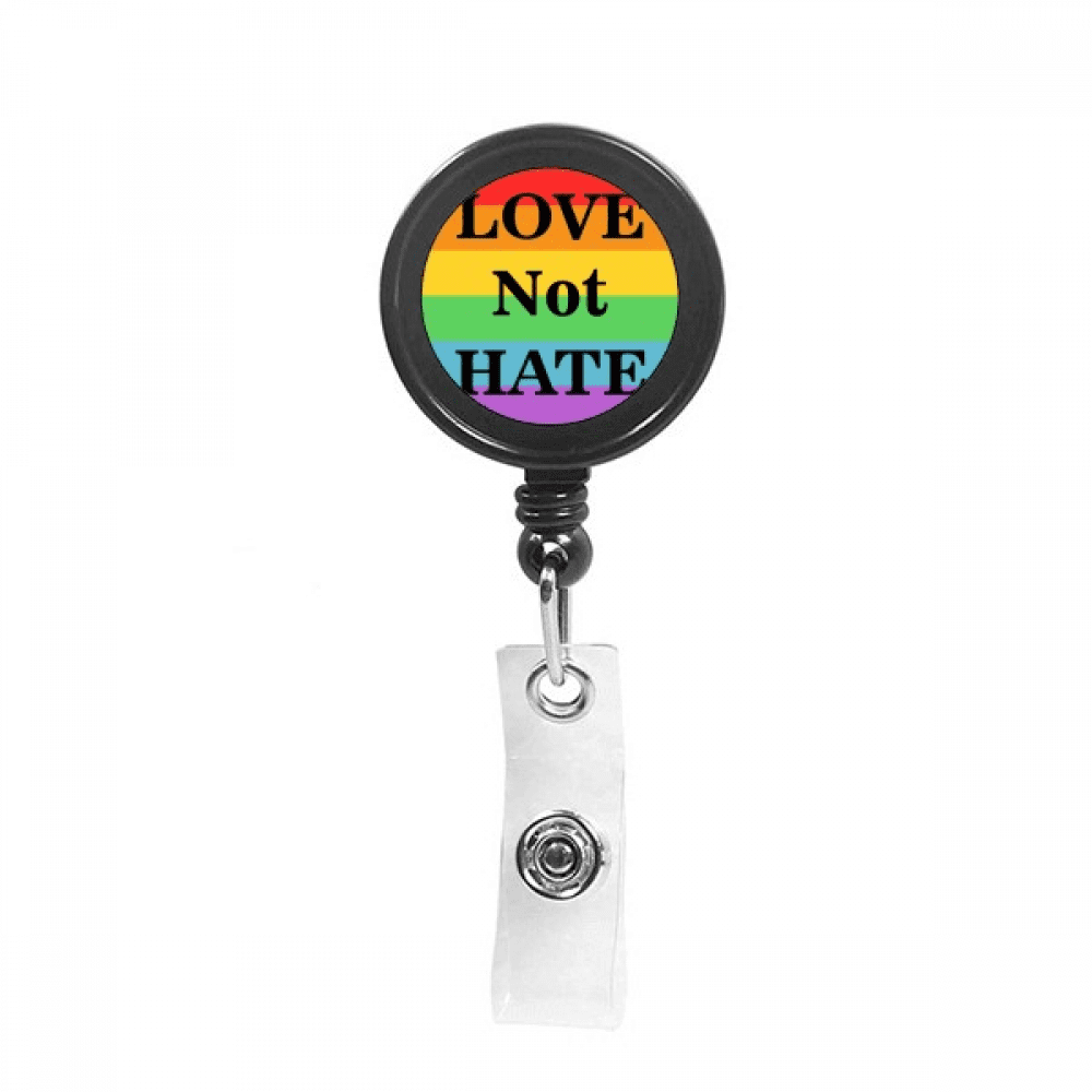 Transgender Bisexuals Love Not Hate LGBT Retractable Keychain Badge Holder ID Badge