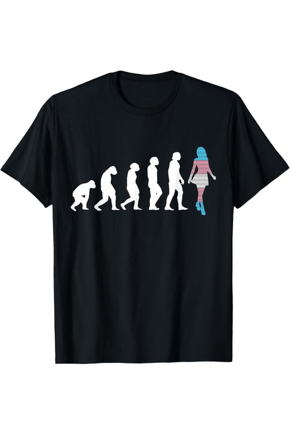 Transgenender Evolution LGBTQ Trans Pride Flag T-Shirt men and women can wear, black, white, gifts