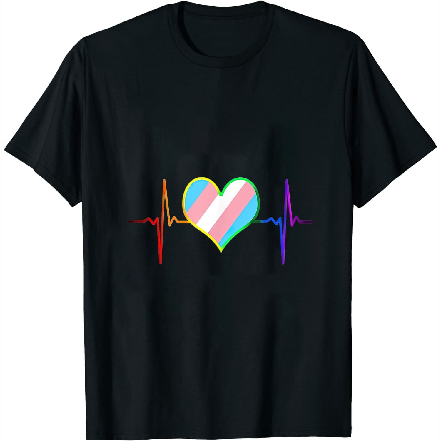 Transgender Flag Heart Beat LGBTQ Community Pride Month Womens T-Shirt ...