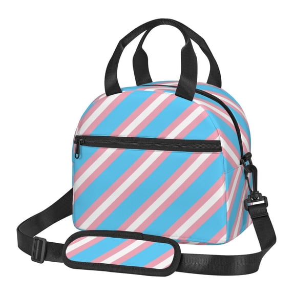 Transgender Flag Insulated Reusable Lunch Bag with Detachable Adjustable Strap for Office Picnic Beach or Travel