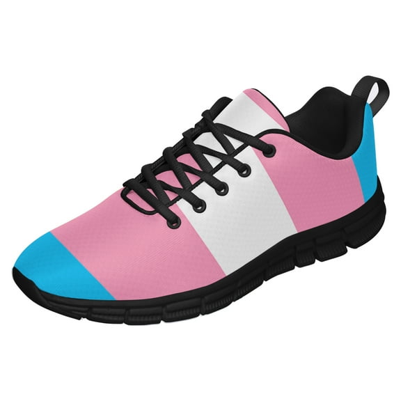 Transgender Flag Shoes Men Women Fashion Rainbow Sneakers Lightweight Breathable Running Shoes Gift for Gay Lesbian Black Size 13