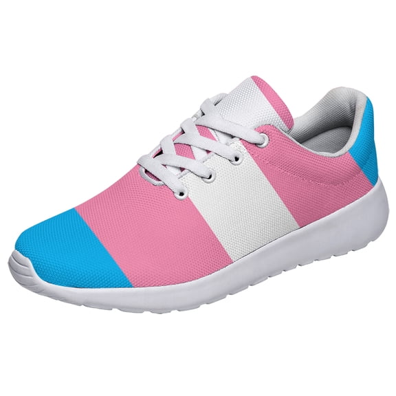 Transgender Flag Shoes Mens Womens Running Sneakers Mesh Breathable Jogging Walking Shoes White Size 4