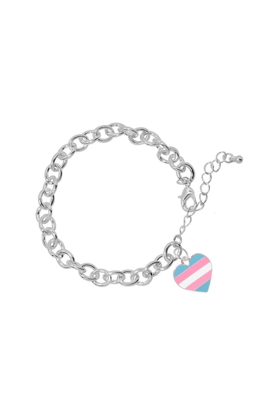 Transgender Heart Flag Chunky Charm Bracelets