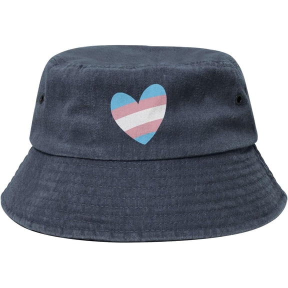 Transgender Heart Gift LGBT Bucket hat Men Cowboy Fisherman Hat Packable Outdoor Sun Hat Women Summer Beach Hat Black