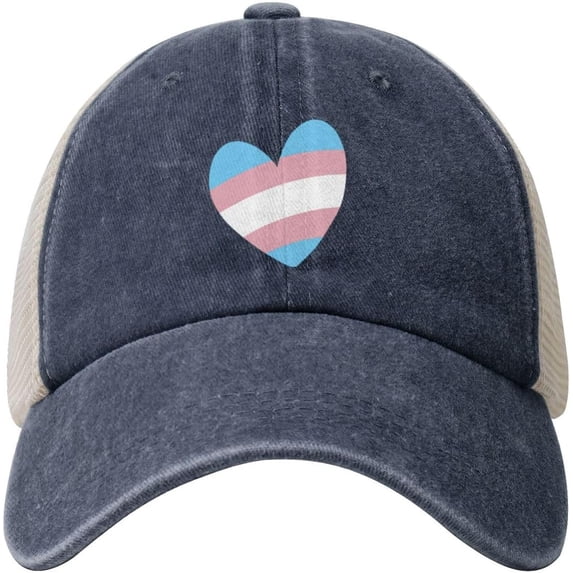 Transgender Heart Gift LGBT Cowboy Hat Men Vintage Mesh Baseball Cap Women Dad Hat Sun Hat Trucker Hat Black
