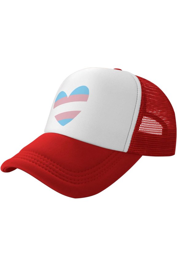 Transgender Heart Gift LGBT Trucker Hat Baseball Cap Men Mesh Ponytail Hat Women Dad Hat Adjustable Sun Hat Black